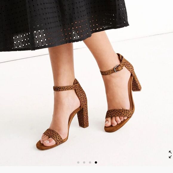 Madewell The Brooke Ankle-Strap Heels Sandal in Spot Dot Calf Hair NEW Size 8,5 - Picture 2 of 8